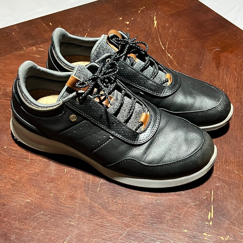 FootJoy Stratos Mens Black Leather Spikeless Golf Shoes 50049 Size 11 M